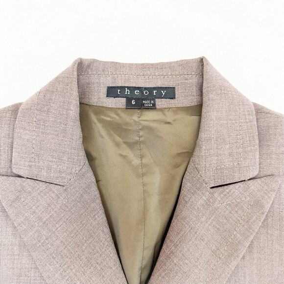 Theory Women's Brown 3-Button Structured Wool Blazer Jacket Size 6 - Picture 4 of 8